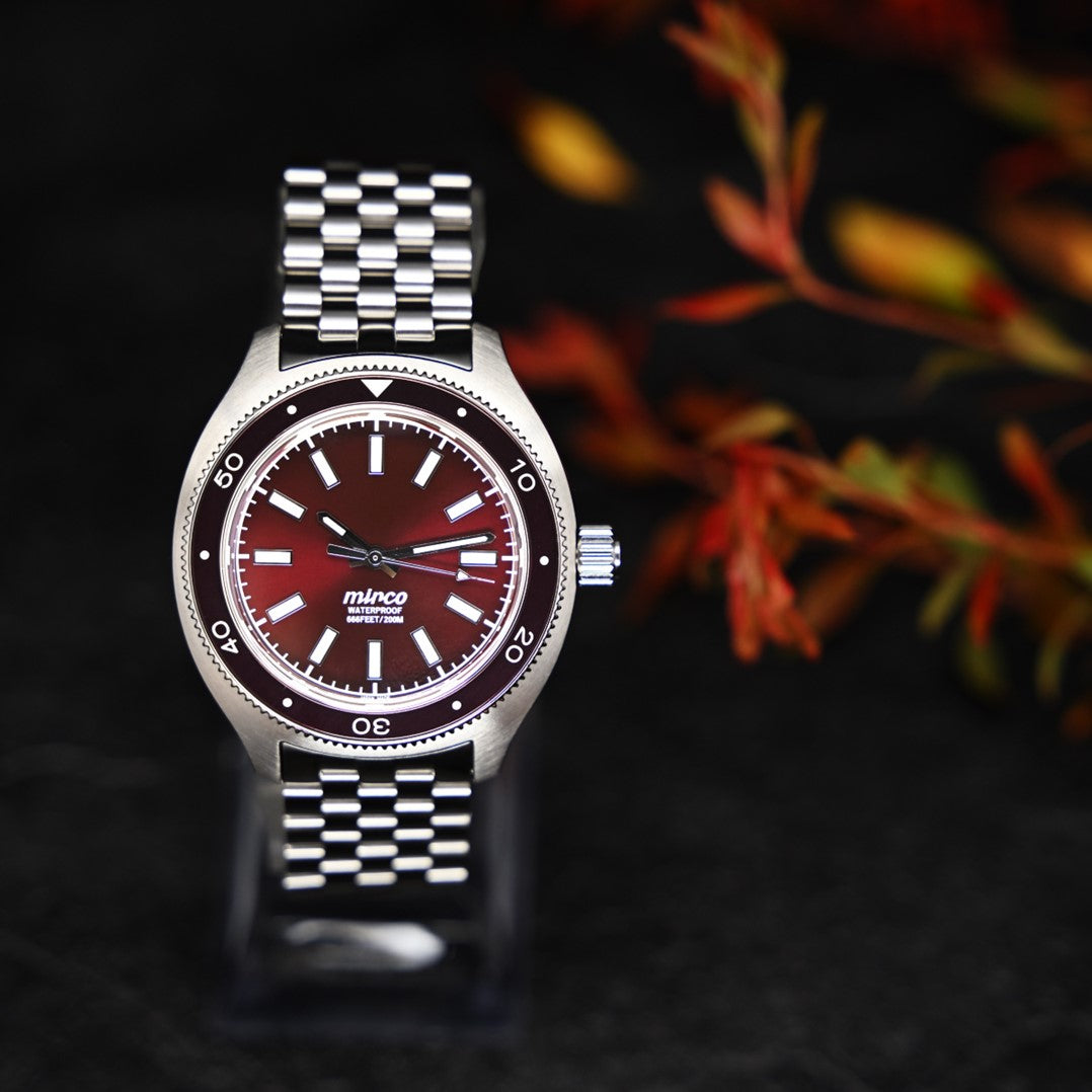 FUKUSHIMA WATCH mirco TYPE-03 栗梅(Kuriume) サファイアクリスタルガラス 自動巻き