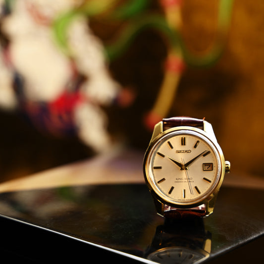 キングセイコー 44KS 金張りホワイトダイヤル盾メダリオン 手巻き      King Seiko  44KS Gold-plated White Dial Shield Medallion Manual Winding