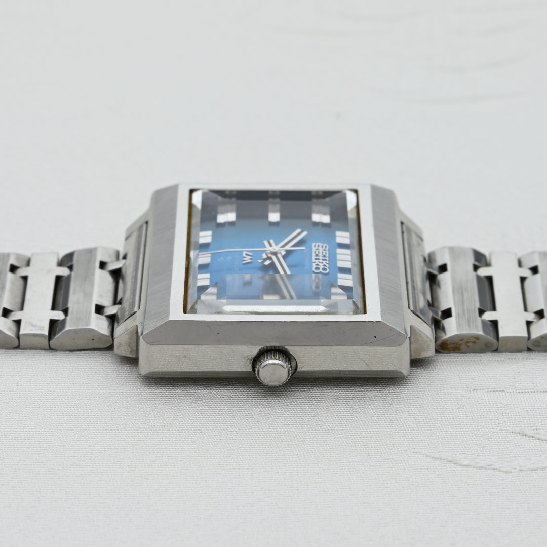 セイコー LM ロードマチック 角型5面カットガラス ブルーグラデーションダイヤル 純正ブレス Seiko LM Roadmatic Square 5-sided cut glass