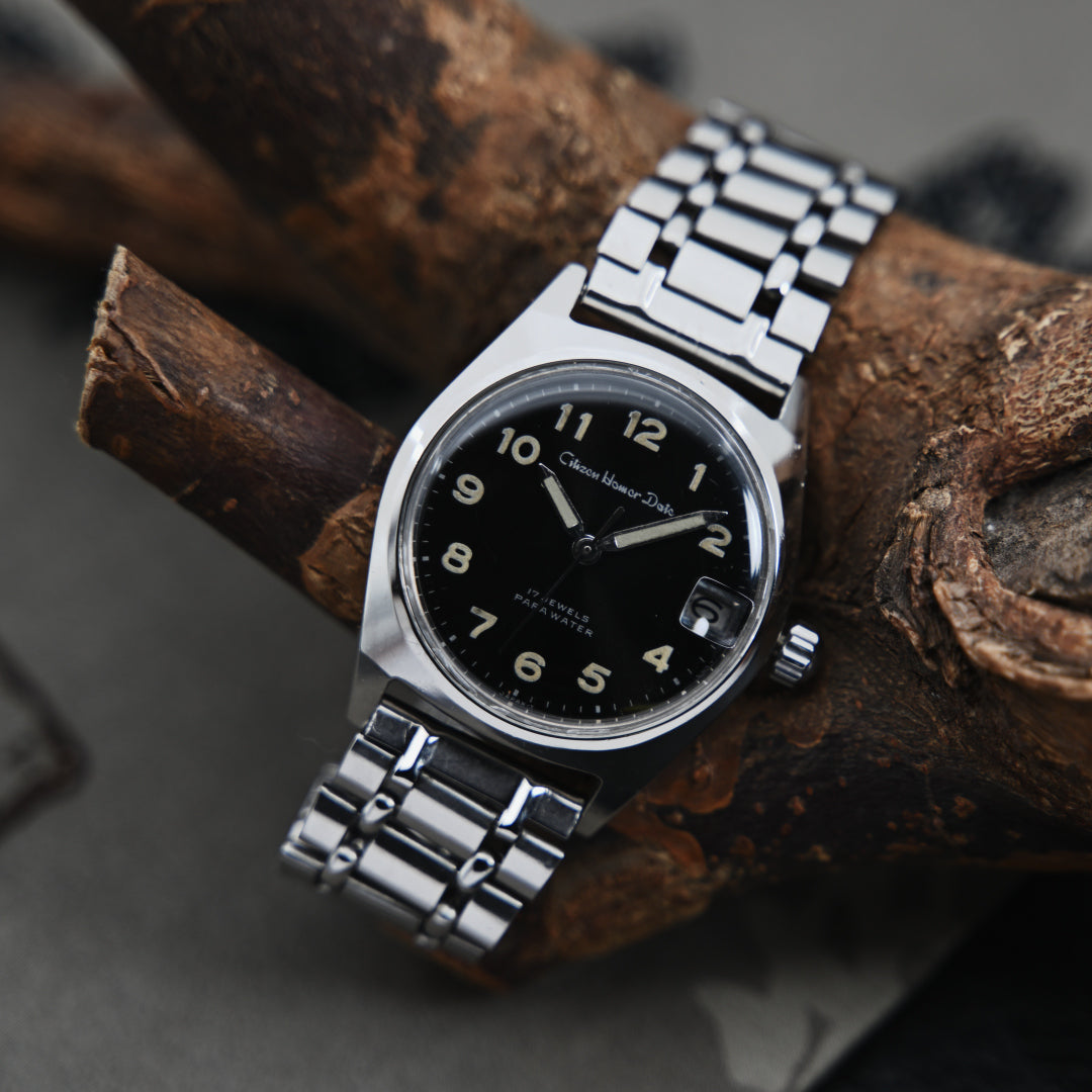 シチズン ホーマーデイト ブラックダイアル アラビア文字 手巻き Citizen Homer Date Black Dial Arabic Characters Manual Winding