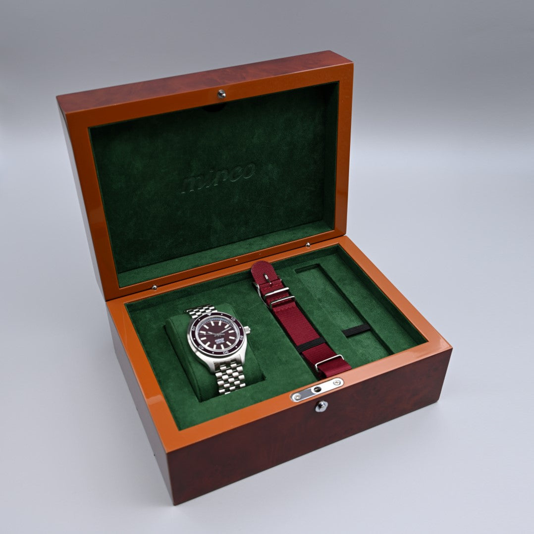 FUKUSHIMA WATCH mirco TYPE-03 栗梅(Kuriume) サファイアクリスタルガラス 自動巻き