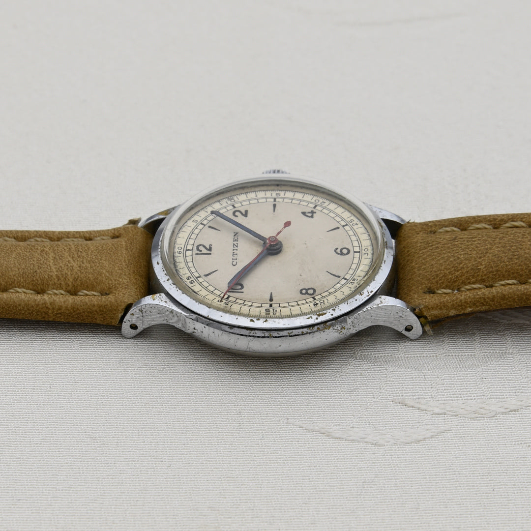 シチズン時計株式会社 A中三針 レイルウェイ 青焼針 赤秒針 Citizen Watch Co., Ltd. A-3 Hands Railway Blue Plated Hands Red Second Hand