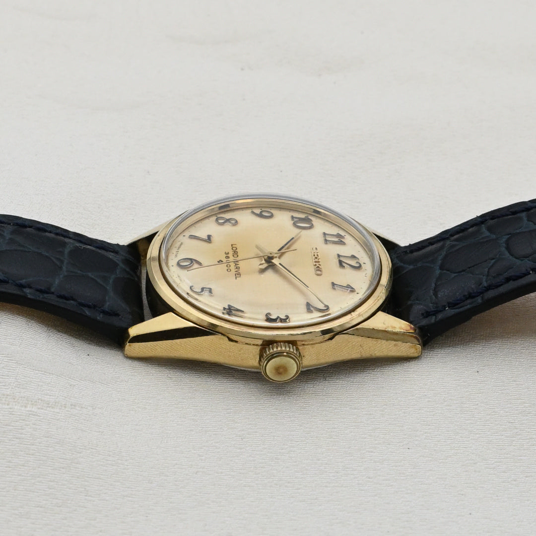 ロードマーベル 1974年製 ハイビートムーヴ パティーナゴールド文字盤 Lord Marvel 1974 High Beat Movement Patina Gold Dial