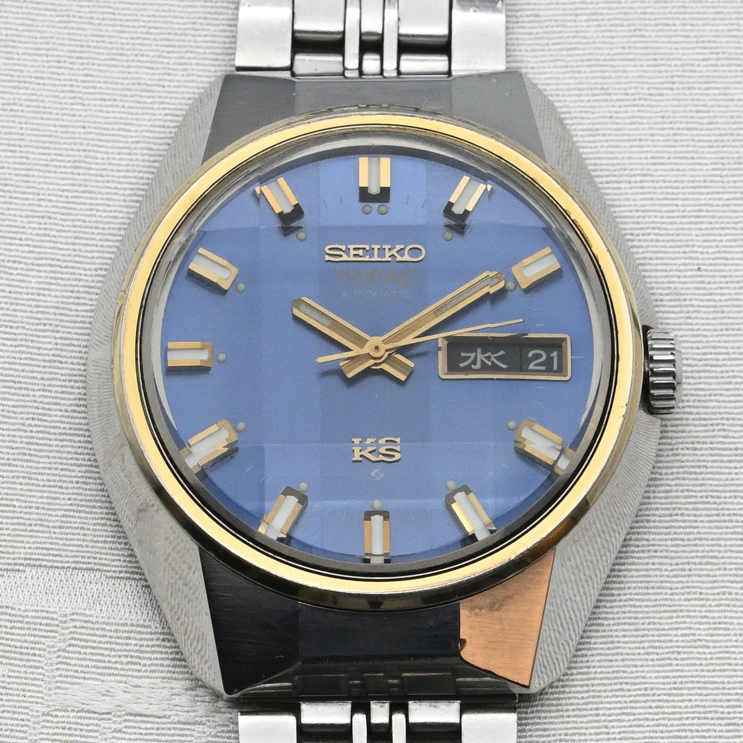 キングセイコー VANAC 1973年諏訪精工舎製 9面カットガラスブルーダイヤル King Seiko VANAC 1973 Made by Suwa Seikosha 9-facet cut glass Blue dial