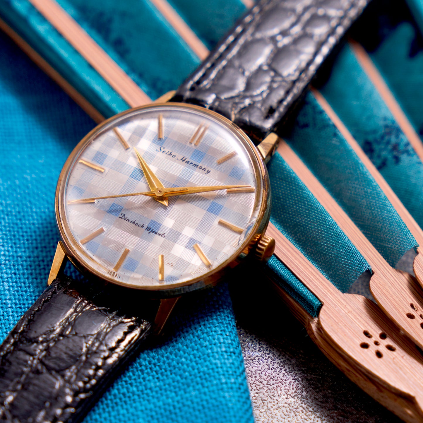 セイコー ハーモニー 青チェック柄 手巻き Seiko Harmony Blue Check Pattern Hand-wound