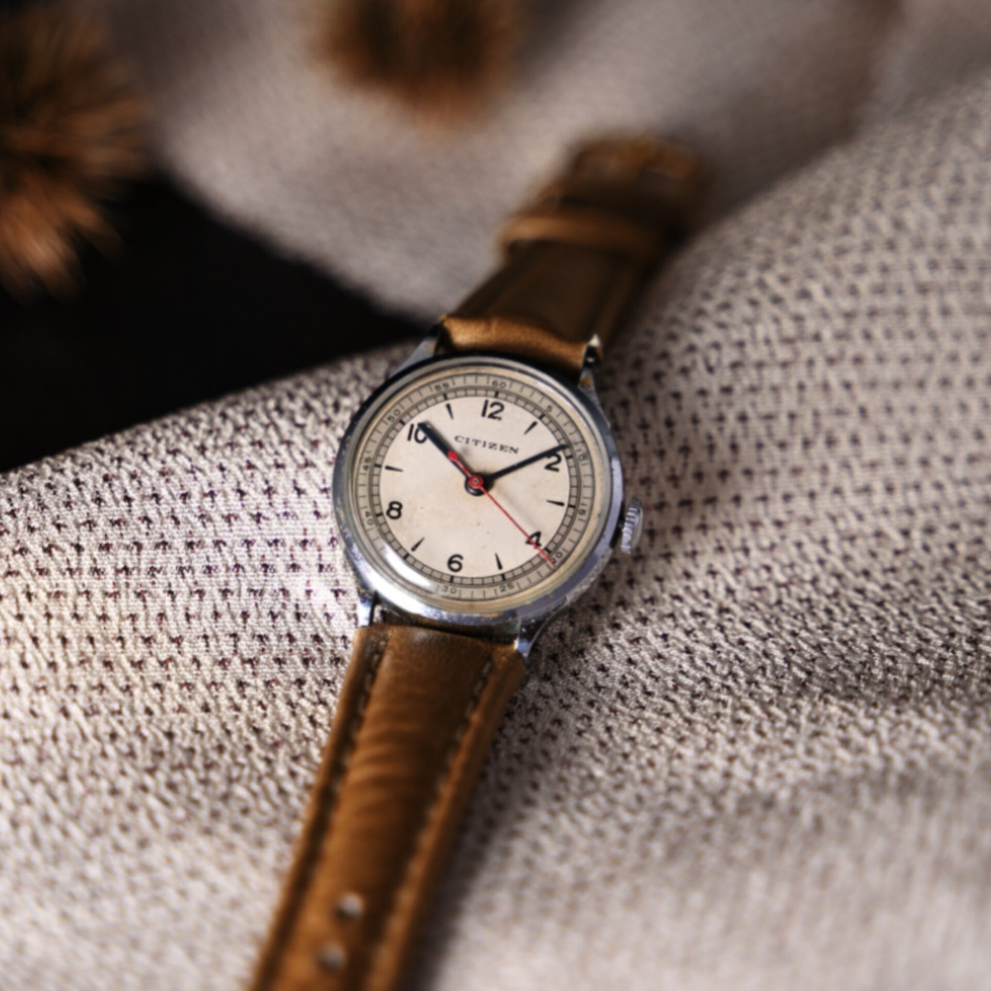 シチズン時計株式会社 A中三針 レイルウェイ 青焼針 赤秒針 Citizen Watch Co., Ltd. A-3 Hands Railway Blue Plated Hands Red Second Hand