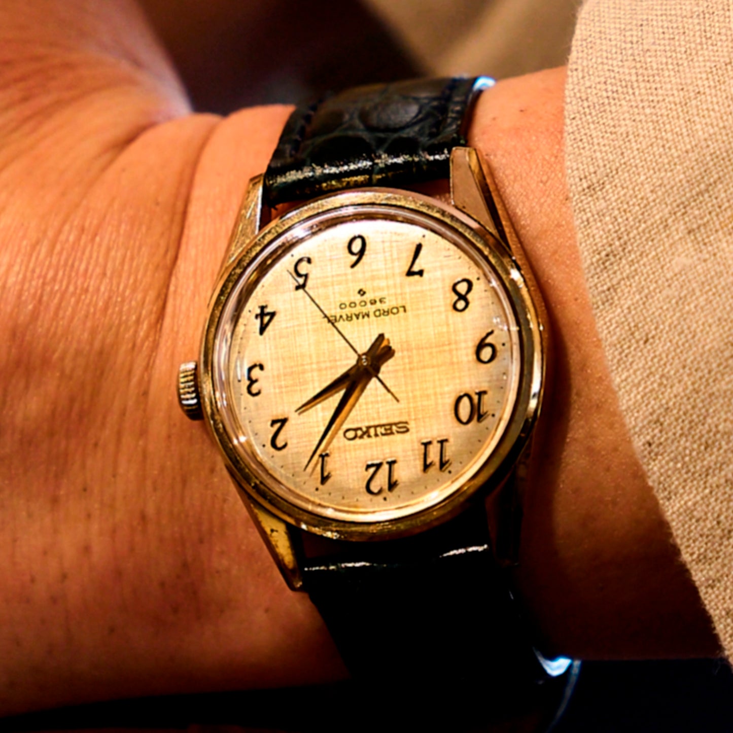 ロードマーベル 1974年製 ハイビートムーヴ パティーナゴールド文字盤 Lord Marvel 1974 High Beat Movement Patina Gold Dial