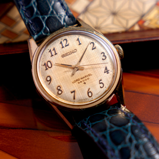 ロードマーベル 1974年製 ハイビートムーヴ パティーナゴールド文字盤 Lord Marvel 1974 High Beat Movement Patina Gold Dial