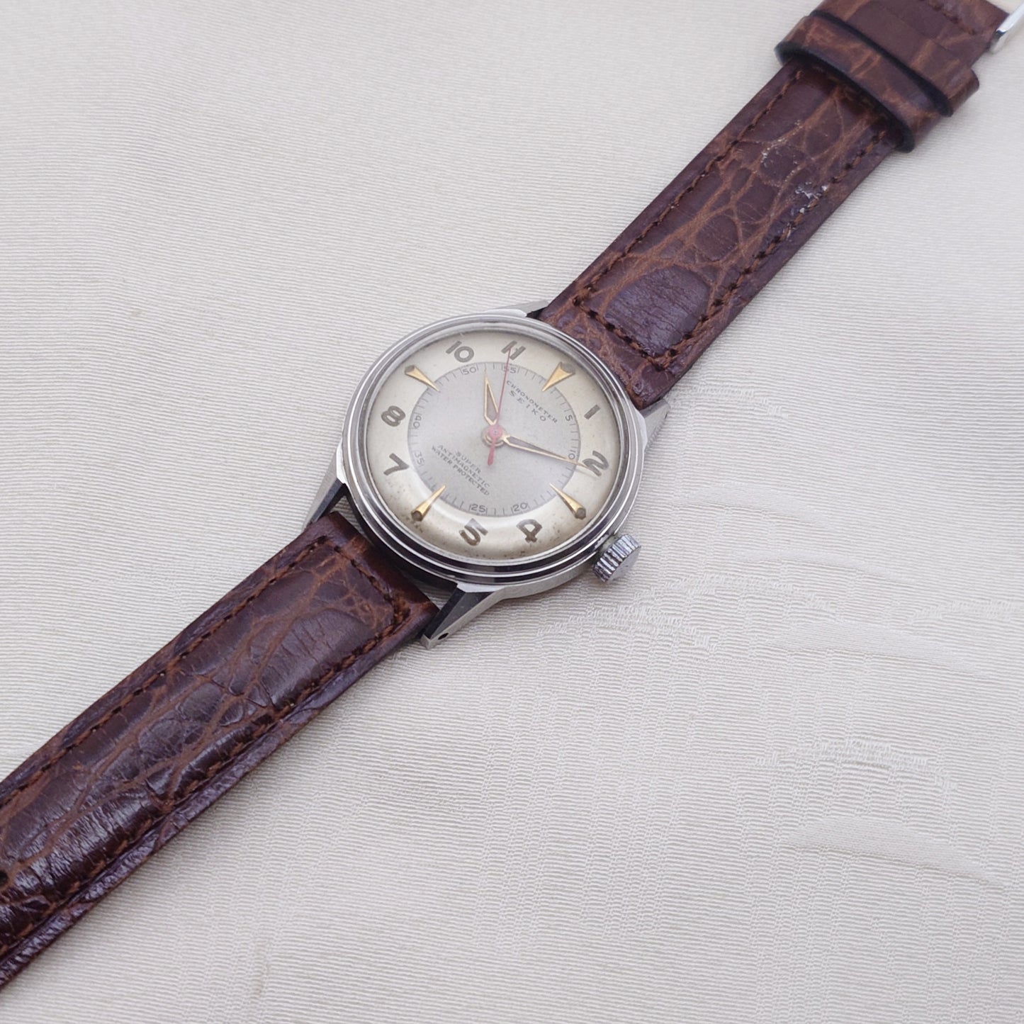 セイコースーパー 1950年代 製造中期頃 赤秒針 Seiko Super 1950s mid-production red second hand