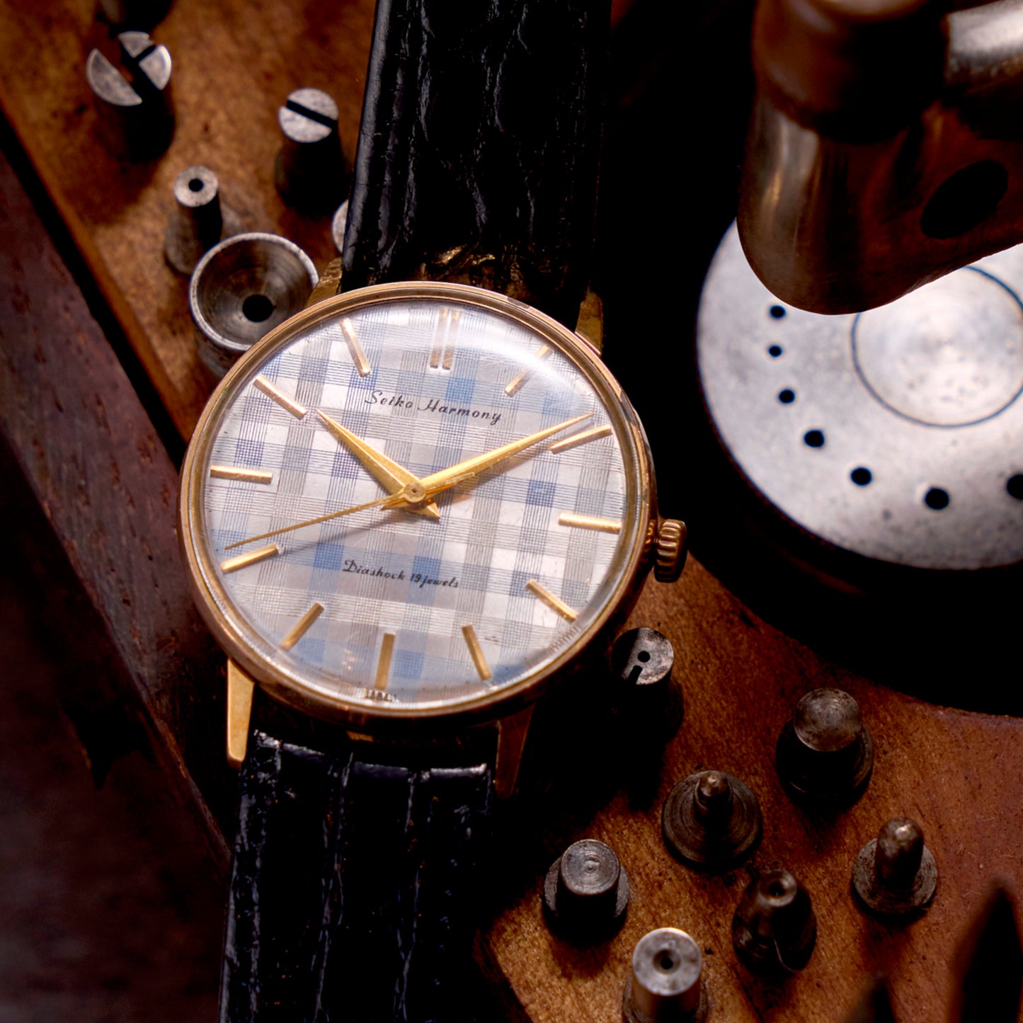 Seiko Harmony Blue Check Pattern Hand-wound