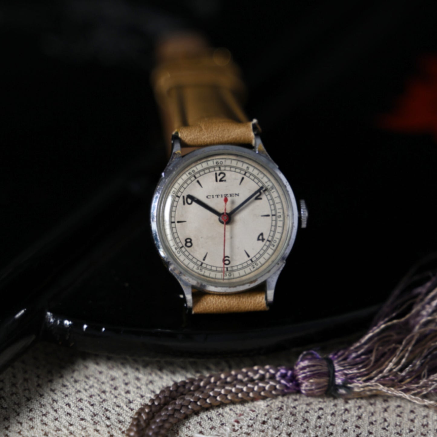 シチズン時計株式会社　A中三針 　レイルウェイ　青焼針　赤秒針　Citizen Watch Co., Ltd. A-3 Hands Railway Blue Plated Hands Red Second Hand