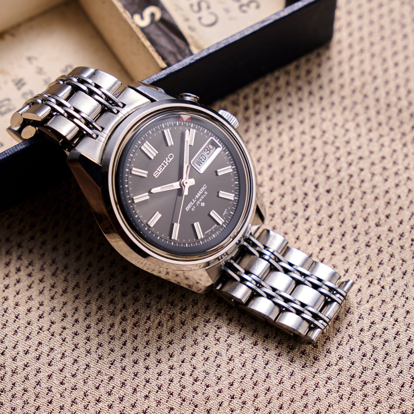 セイコー ベルマチック デイデイト　1974年諏訪精工舎製　27石　Seiko Bell-matic Day Date, 1974, made by Suwa Seikosha, 27 jewels