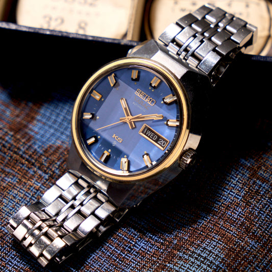 キングセイコー VANAC 1973年諏訪精工舎製 9面カットガラスブルーダイヤル　King Seiko VANAC 1973 Made by Suwa Seikosha 9-facet cut glass Blue dial